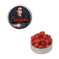 Small Silver Snap-Top Mint Tin Filled w/ Cinnamon Red Hots